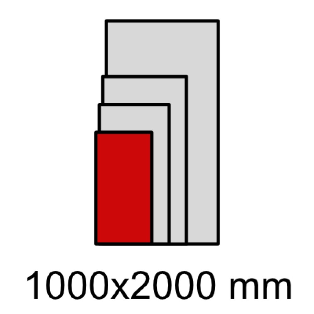 5er SET Musterblech Kleinformat 2000x1000 mm allseitig
